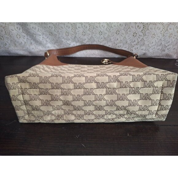 Michael Kors Aria Large Signature Logo Jacquard Shoulder Bag-Excellent Condition - Picture 8 of 12
